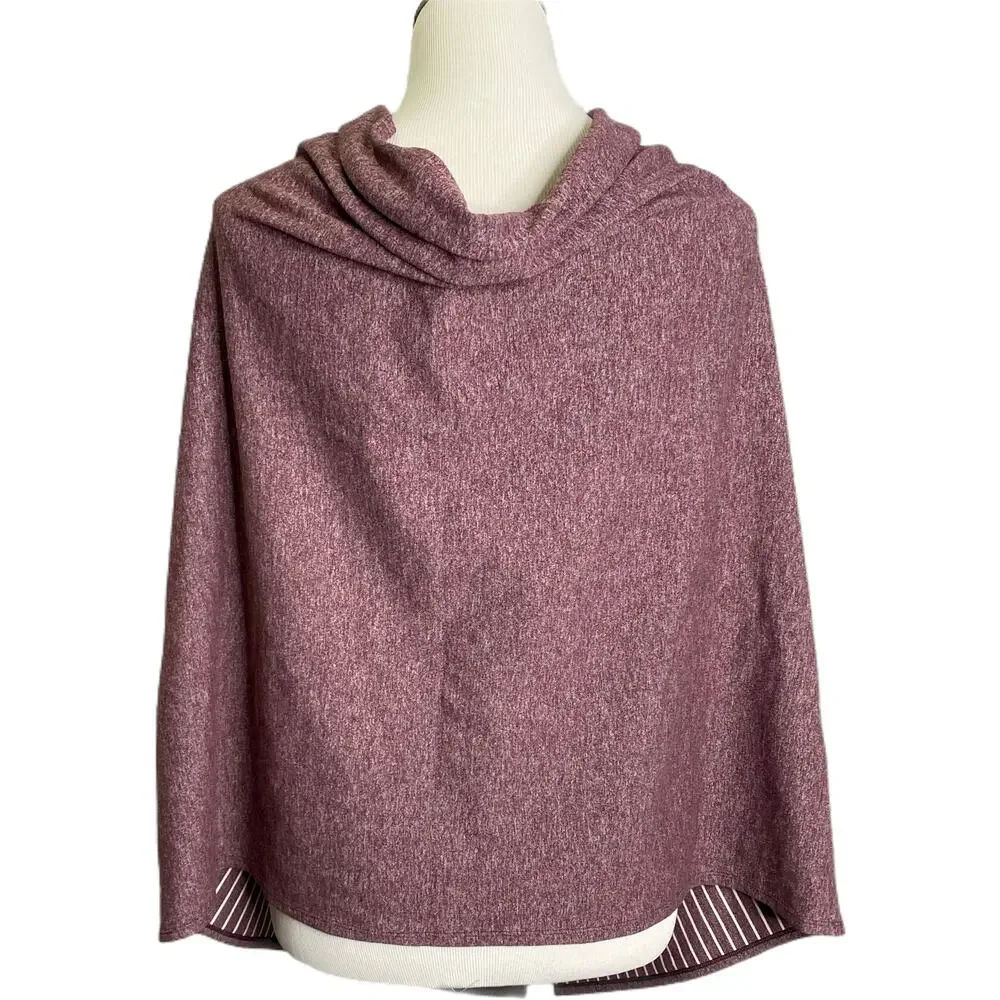 Lululemon On The Go Women's Sweater Heathered Magenta Button-Front Wrap‎ Poncho
